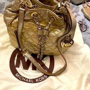 Michael Kors quilted leather gold shoulder bag